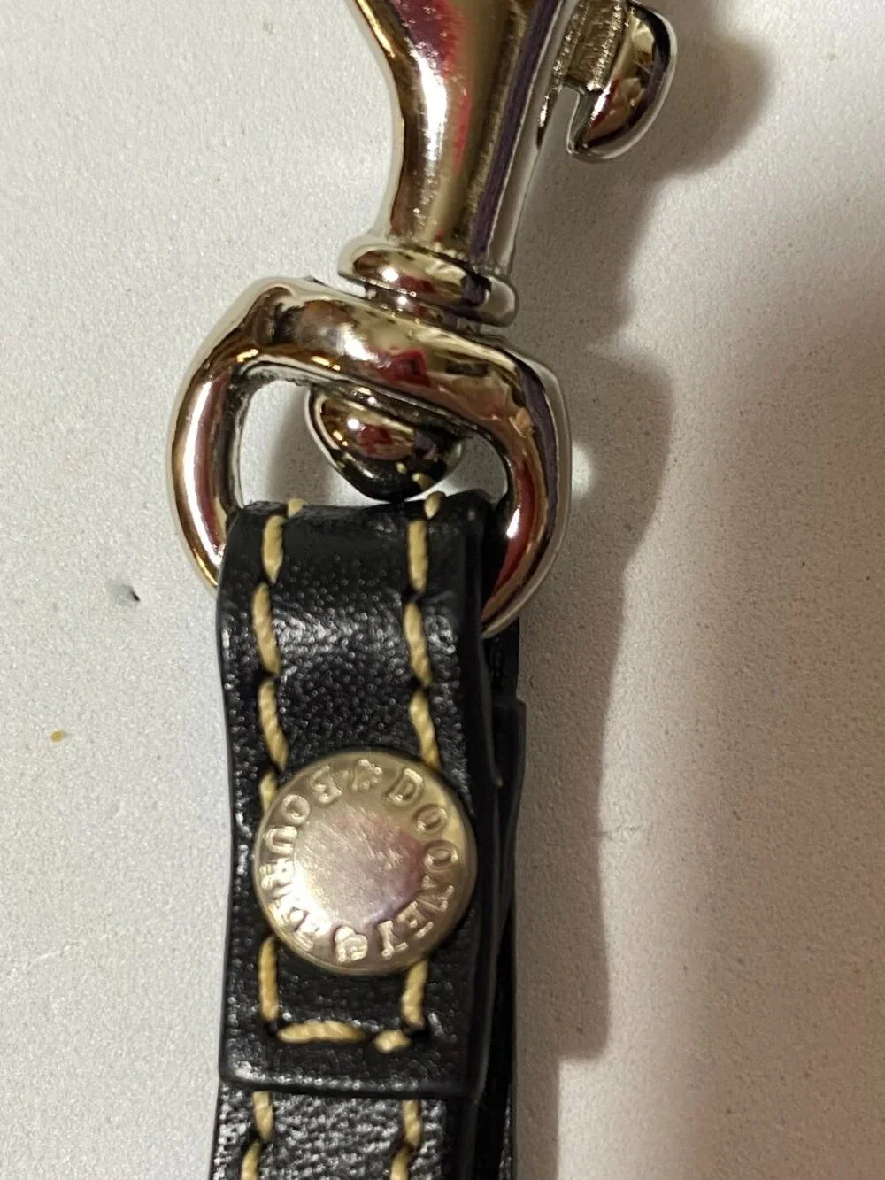 VINTAGE DOONEY & BOURKE 1975 Signature Monogram Flap Wristlet Clasp Clutch Navy